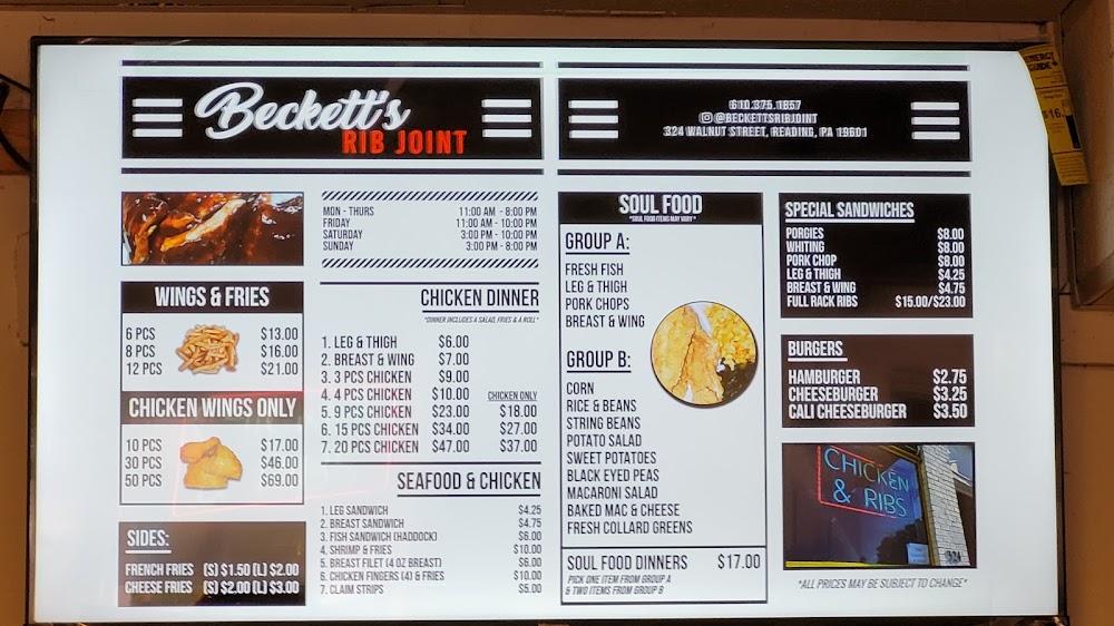 Beckett's Menu image 1